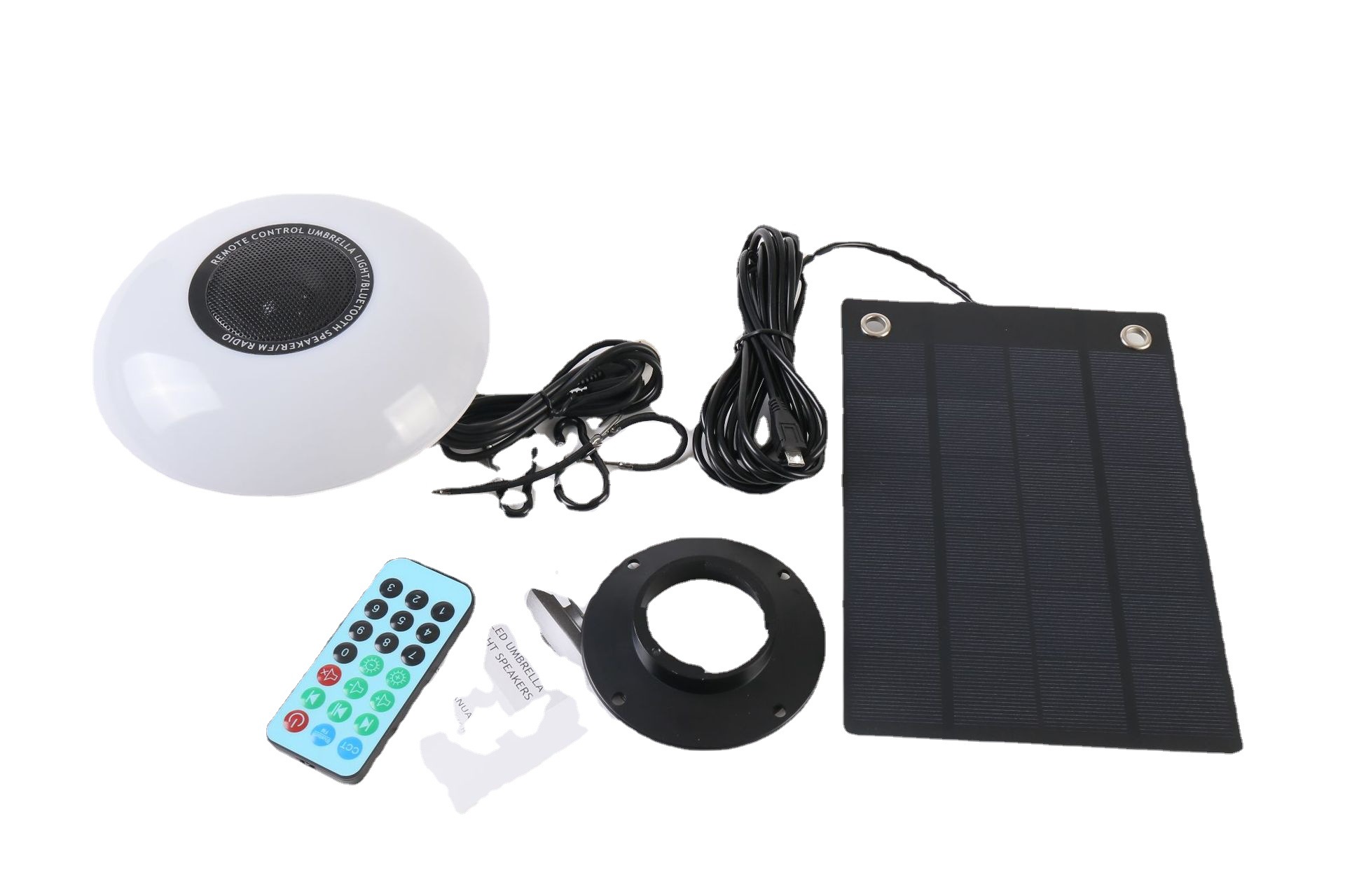 Remote control umbrella light, wireless audio, FM radio, warm light, direct supply from the manufacturer, adjustable beach umbrella, leisure umbrella light Item Picture