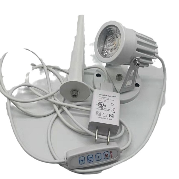 White wide-voltage USB interface 3W and 5W outdoor garden lamps with adjustable light and color, timer, charger and foot pedal switch Item Picture