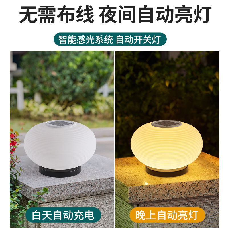 Cross-border column head lights, solar outdoor waterproof lights, villa wall column lights, spherical gate head lights, wholesale lighting fixtures Application Scenario
