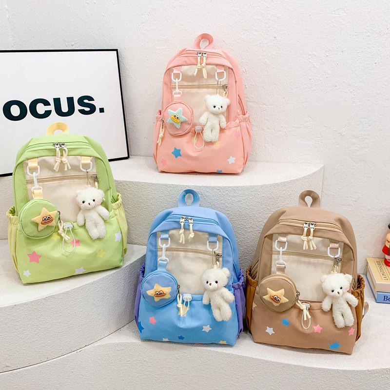 Cross-border Japanese-style cute kindergarten backpack, Korean version dopamine Star campus forest-style cool and casual backpack Specification drawing