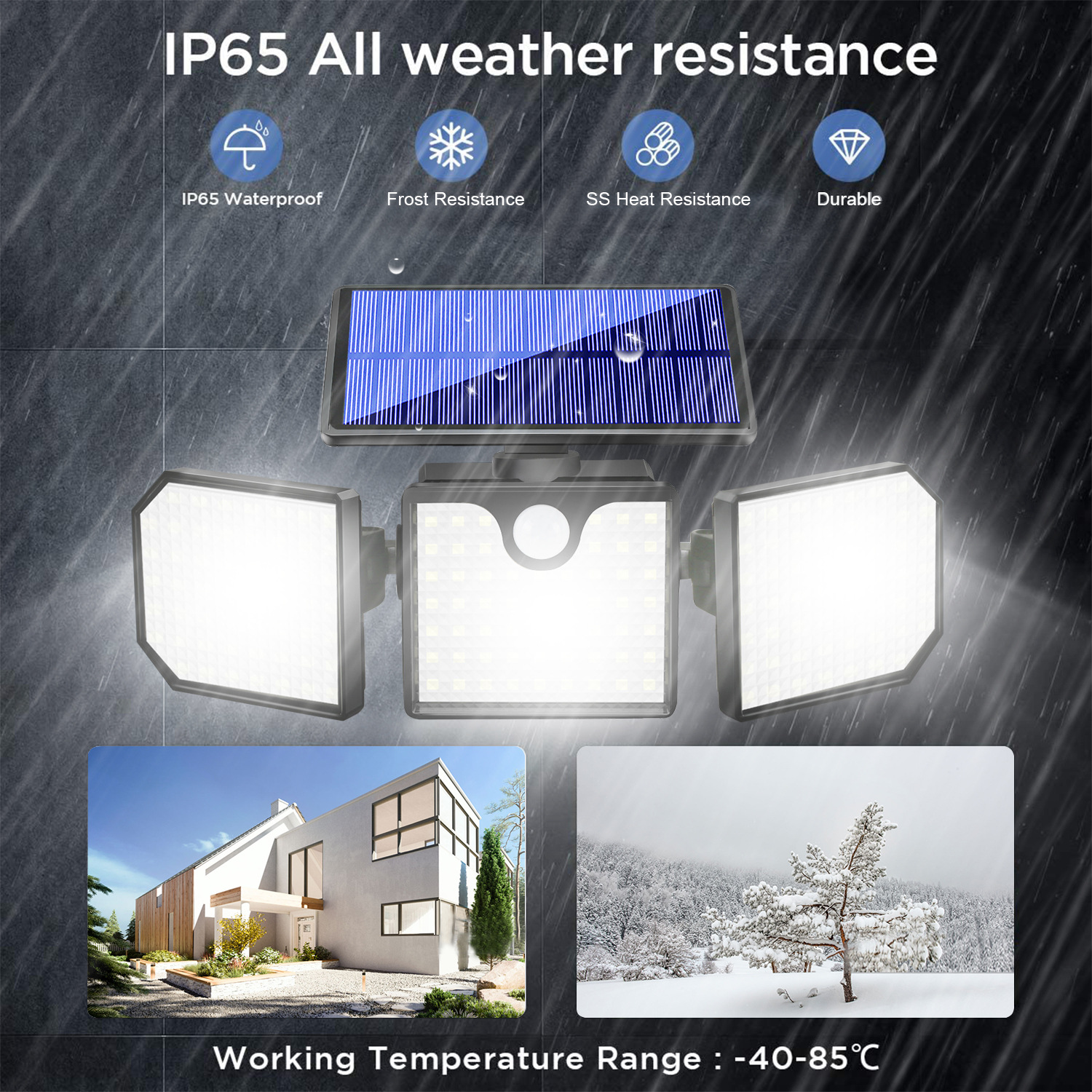 230LED solar lighting wall lamps, warning lights, engineering vehicle strobe lights, agricultural vehicle roof lights, stroboscopic lights, outdoor lights Specification drawing