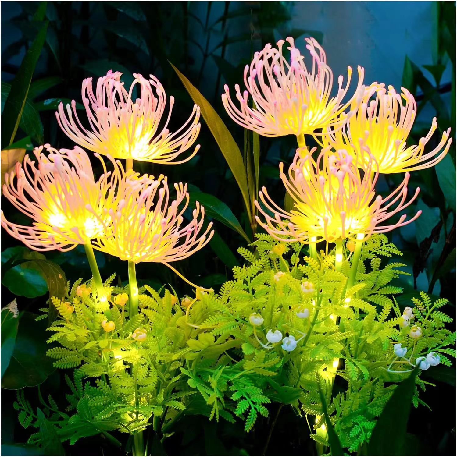 Solar-powered Red spider lily lamp, outdoor courtyard garden lawn lamp, simulated sunflower landscape decorative ground insert lamp new product Specification drawing