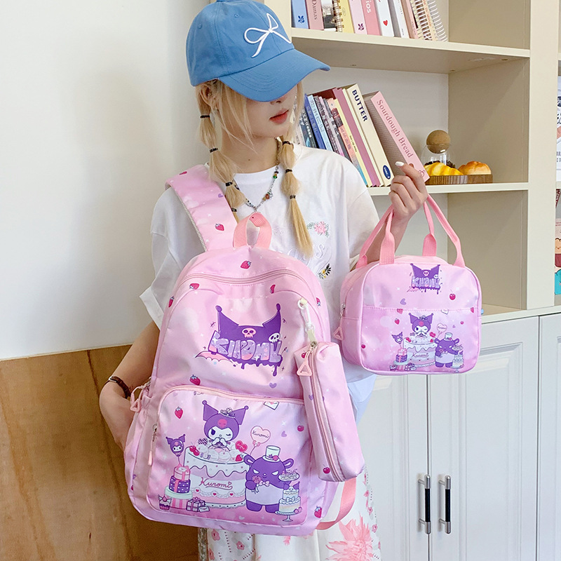 2025 New cartoon children's schoolbag, three-piece backpack for middle school students, simple and casual, large-capacity travel backpack details Picture