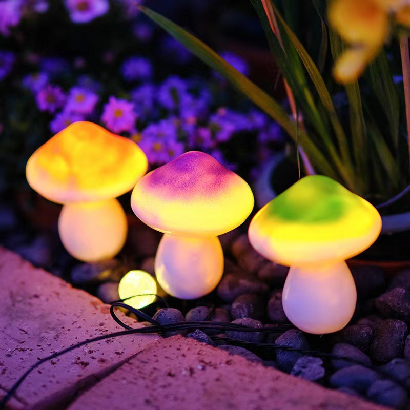 Cross-border solar mushroom ground insert lights, lawn ground insert lights, outdoor courtyard garden landscape decoration, night lights in seven colors details Picture