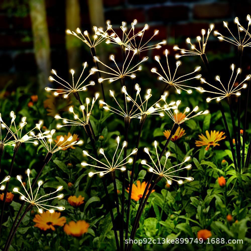 25-year new solar-powered outdoor firefly explosion lamp, garden courtyard, festival decoration, lawn, smoke string flower lamp full figure