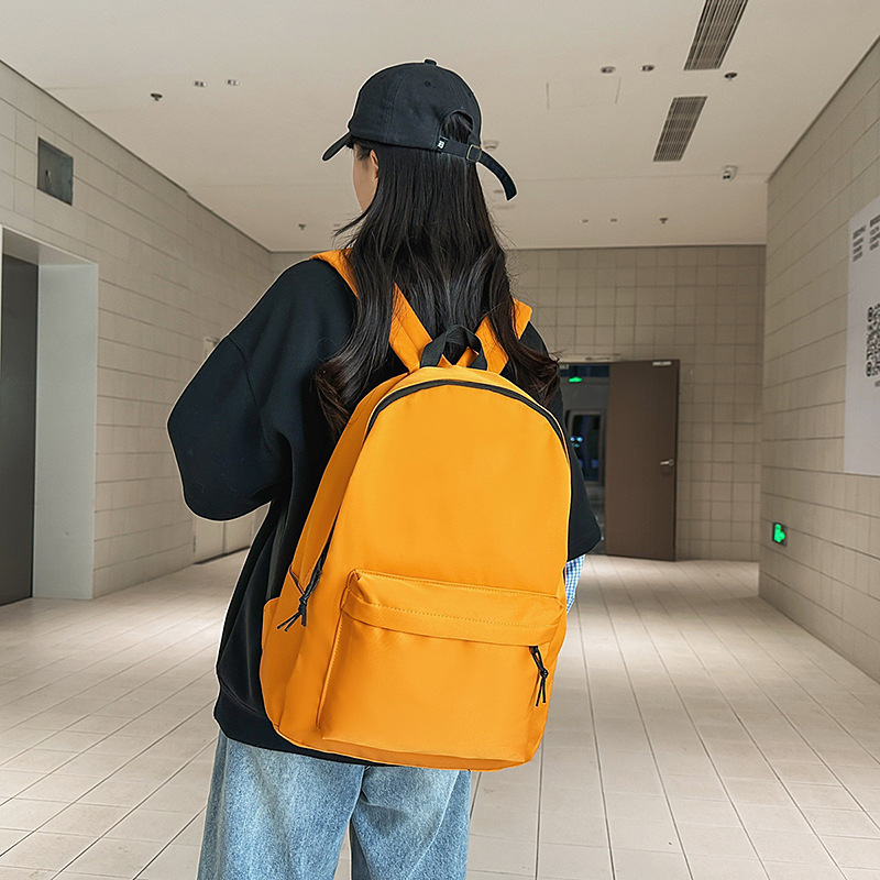 New travel minimalist schoolbag, student backpack, versatile, casual, large-capacity, lightweight solid color backpack for college students details Picture