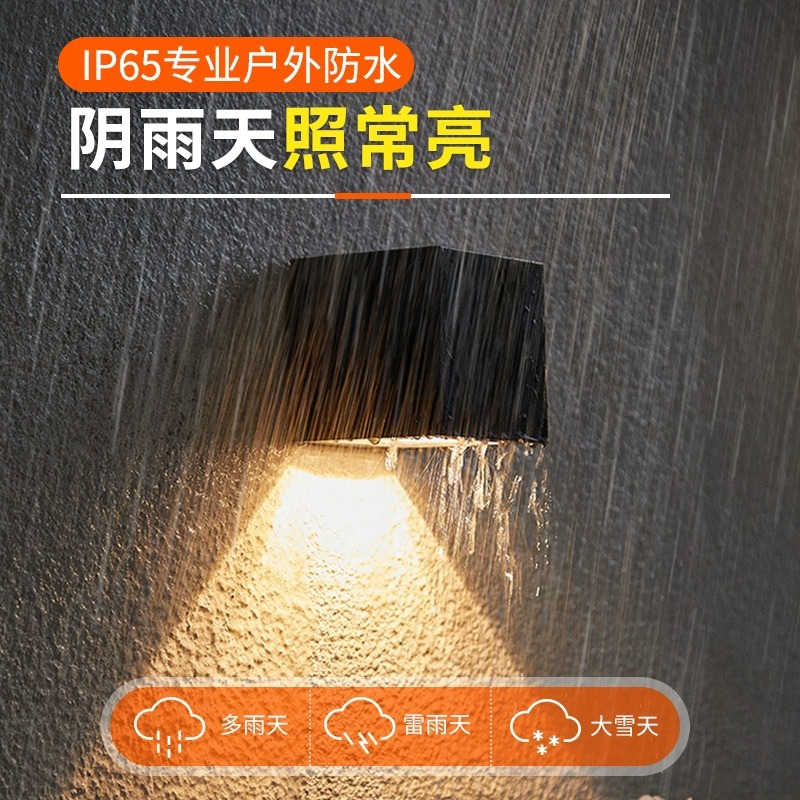 Solar-powered outdoor waterproof wall lamps for courtyards, balconies, gates, home decoration, landscape lights, wall lamps, and exterior wall lamps for villas Specification drawing