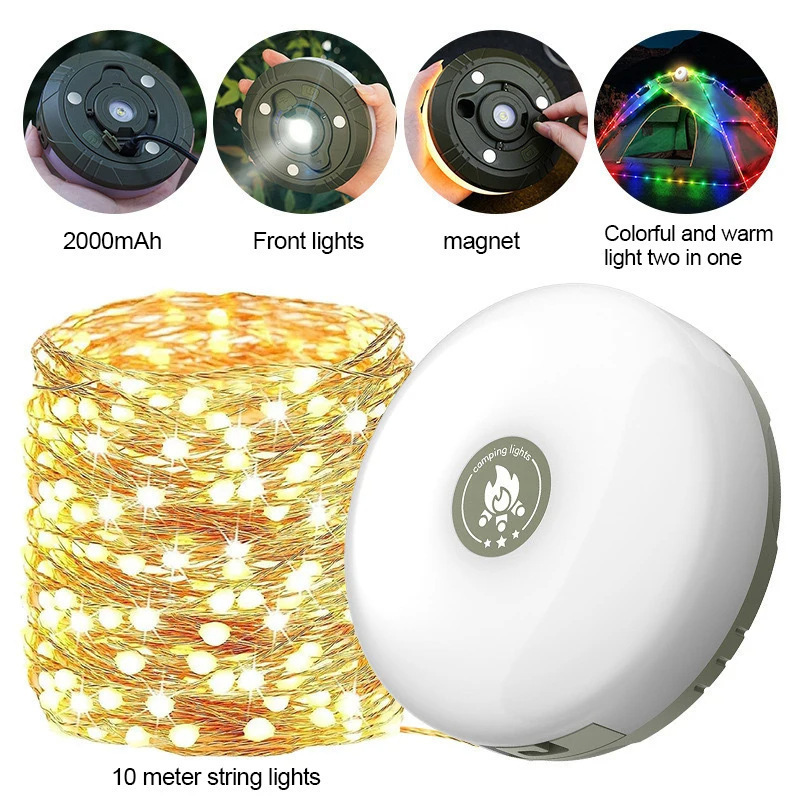 New solar led string lights, outdoor garden lights, multi-functional waterproof lighting fixtures, collapsible tape measures, camping lights full figure