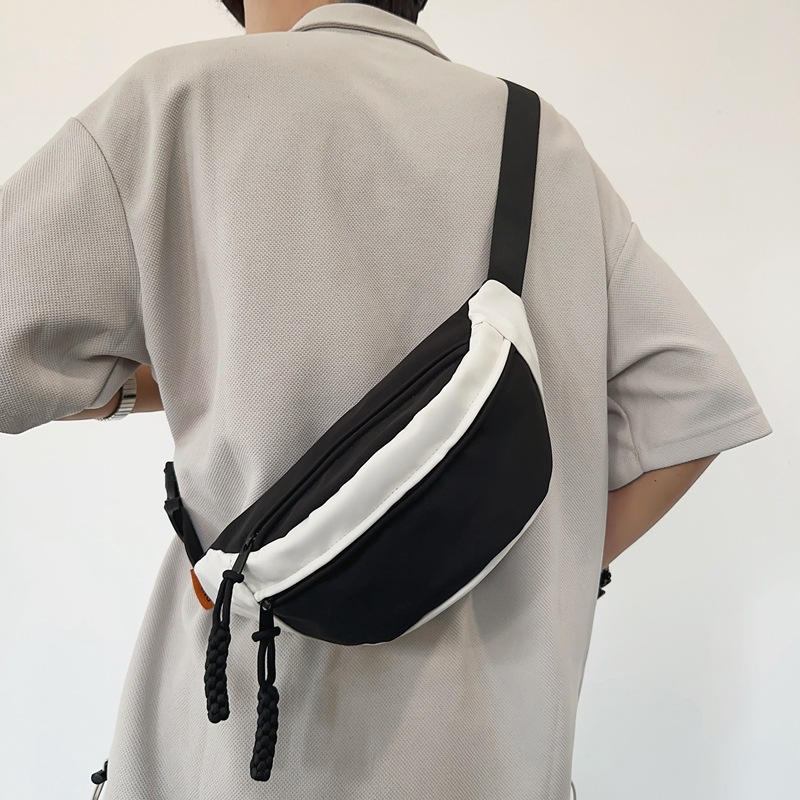 Japanese nylon chest bag, a trendy single-shoulder, versatile crossbody small bag for women on Instagram, a new 2025 contrasting color student sports waist bag details Picture