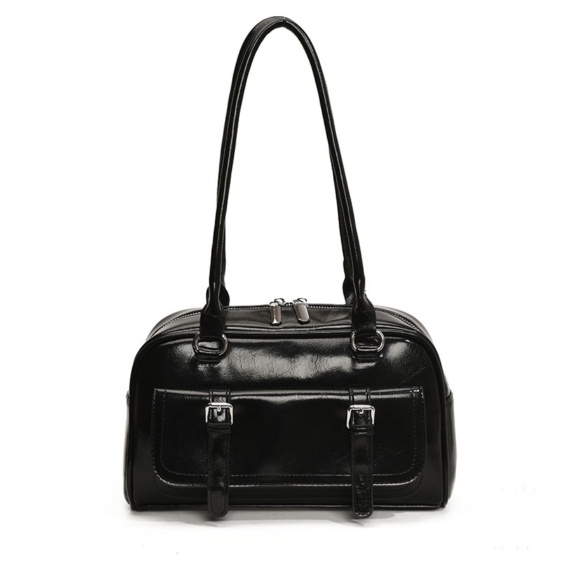 Oil wax leather commuter large bag for women, 2025 new trendy and fashionable underarm pillow bag, versatile and high-end quality single-shoulder bag Item Picture
