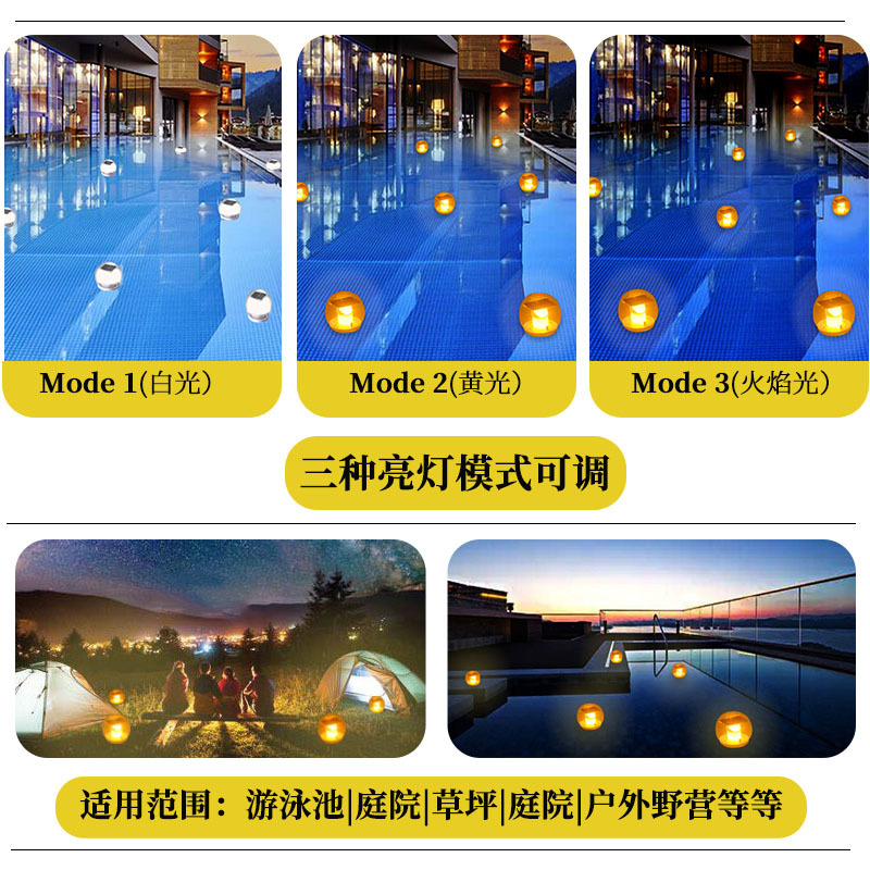 Amazon cross-border exclusive solar floating light, lawn swimming pool, outdoor water light-controlled floating light, waterproof Specification drawing