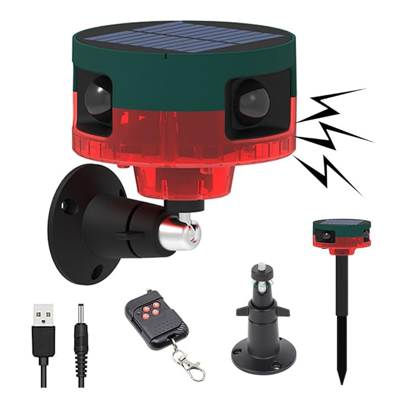 Solar-powered alarm light, sound and light anti-theft, infrared human body sensor remote control warning, flashing light for household use details Picture