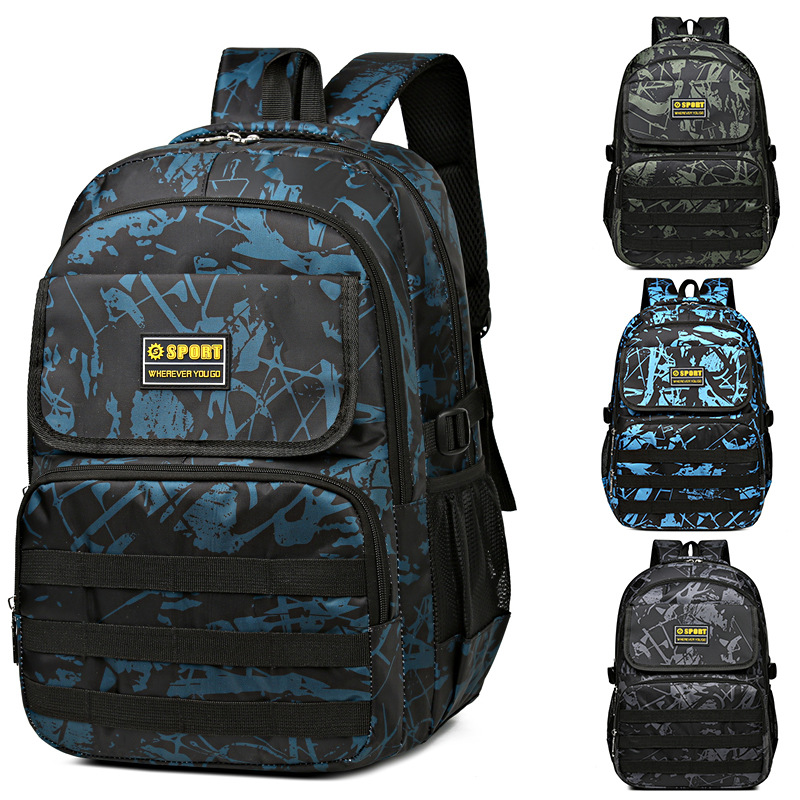 Backpack 2025 Cross-border Simple Casual Travel Bag, PUBG Student Backpack, Large Capacity multi-compartment waterproof backpack full figure