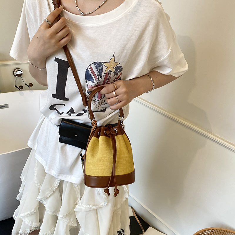 Cross-border fashion bucket bag 2025 new style niche single-shoulder bag drawstring crossbody bag High-end handbag for women Specification drawing
