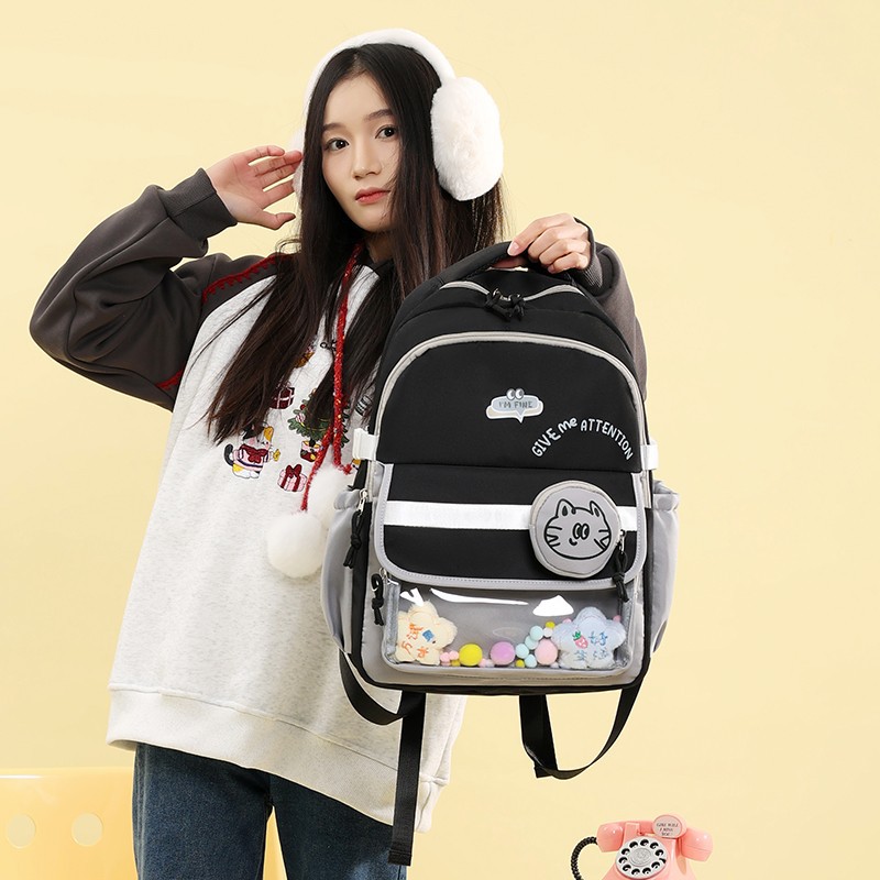 ins style, high appearance level, schoolbag for girls, design sense, niche, junior high school girls, high school students, backpack with large capacity for commuting details Picture