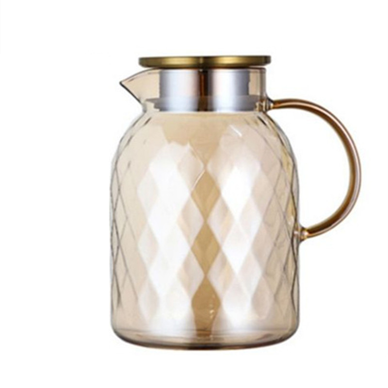 New amber-colored glass cold water kettle for home use, Nordic-style tea sets, high borosilicate glass water kettle, flower teapot Item Picture