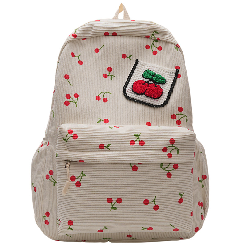 Fashionable new schoolbag for girls, fresh and artistic student backpack, cherry blossom and college style backpack Item Picture