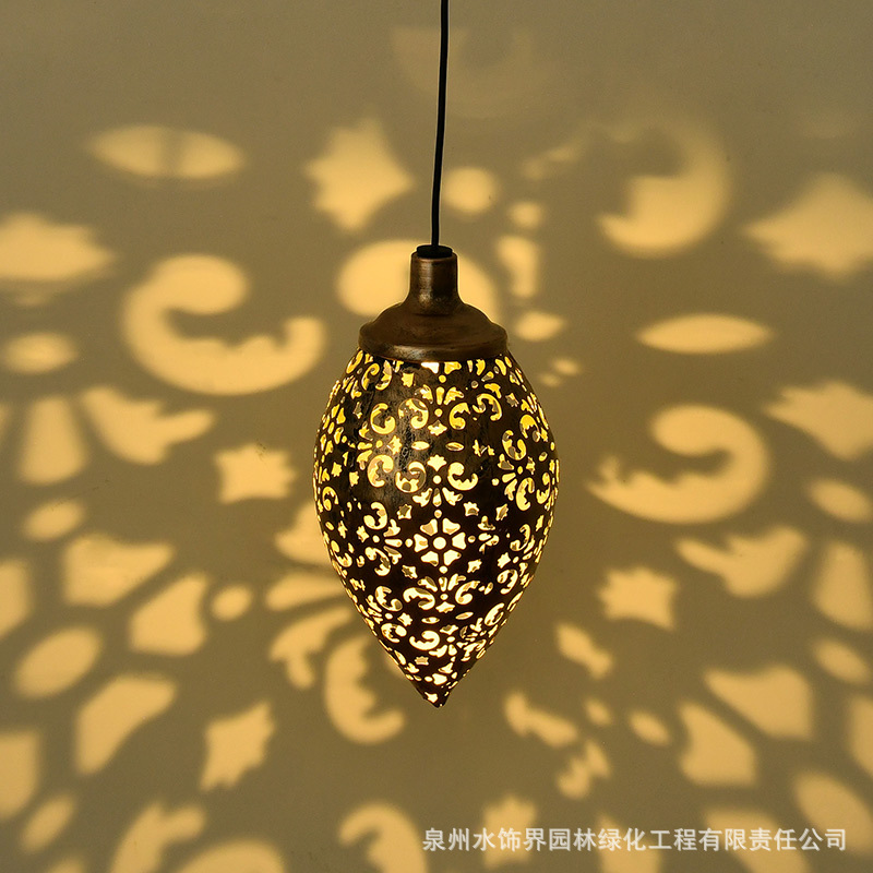 The manufacturer's new ironwork waterproof solar lamp, sensor water drop lamp, outdoor garden and courtyard hollowed-out decorative projection lamp Specification drawing
