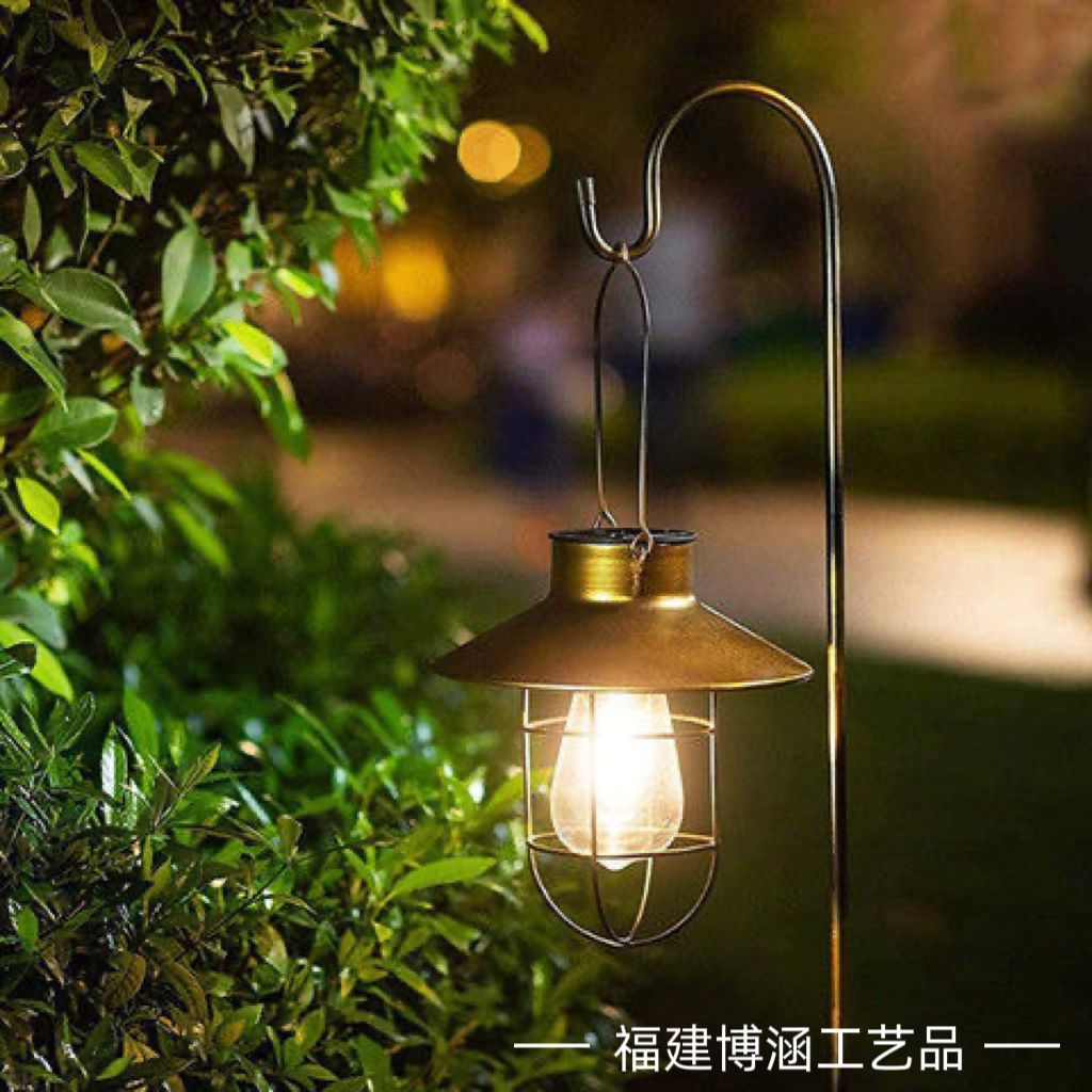 Ironwork retro courtyard hanging lamp decoration, solar chandelier, garden villa, outdoor street lamp, outdoor waterproof Specification drawing