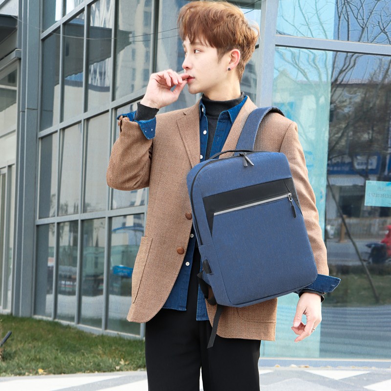 New simple and fashionable two-tone backpack three-piece set, casual men's single-shoulder bag, college student schoolbag, trendy backpack Specification drawing