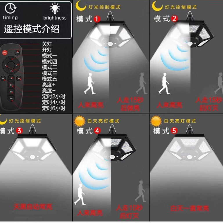 New solar-powered chandelier, one drag two, four-leaf garage lamp, split garden courtyard, double-head Amazon street lamp, cross-border details Picture