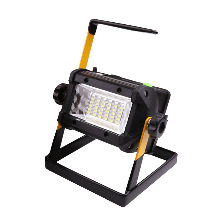 Rechargeable LED high-intensity searchlight, portable 100w floodlight, outdoor multi-functional floodlight, red and blue warning light Specification drawing