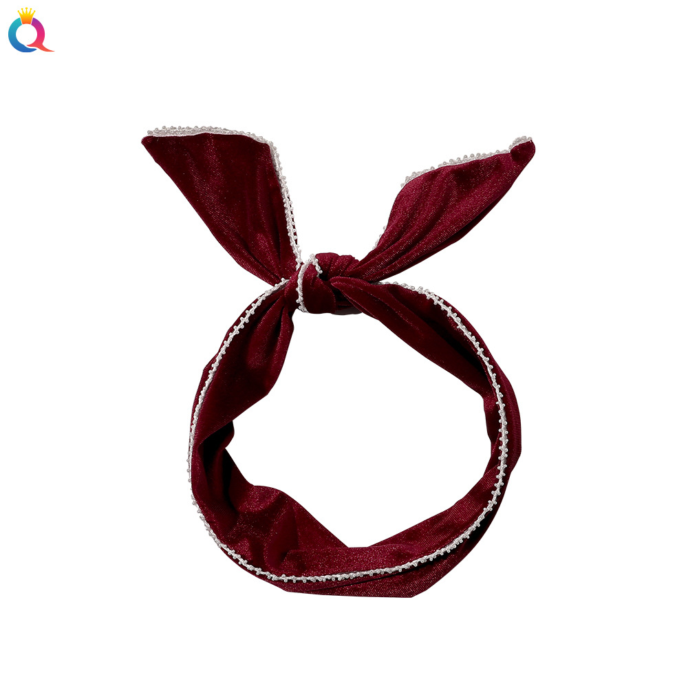 This is a green retro velvet cross headband with a bow and a trendy rabbit ear headband, the same style as Yang Mi's Item Picture