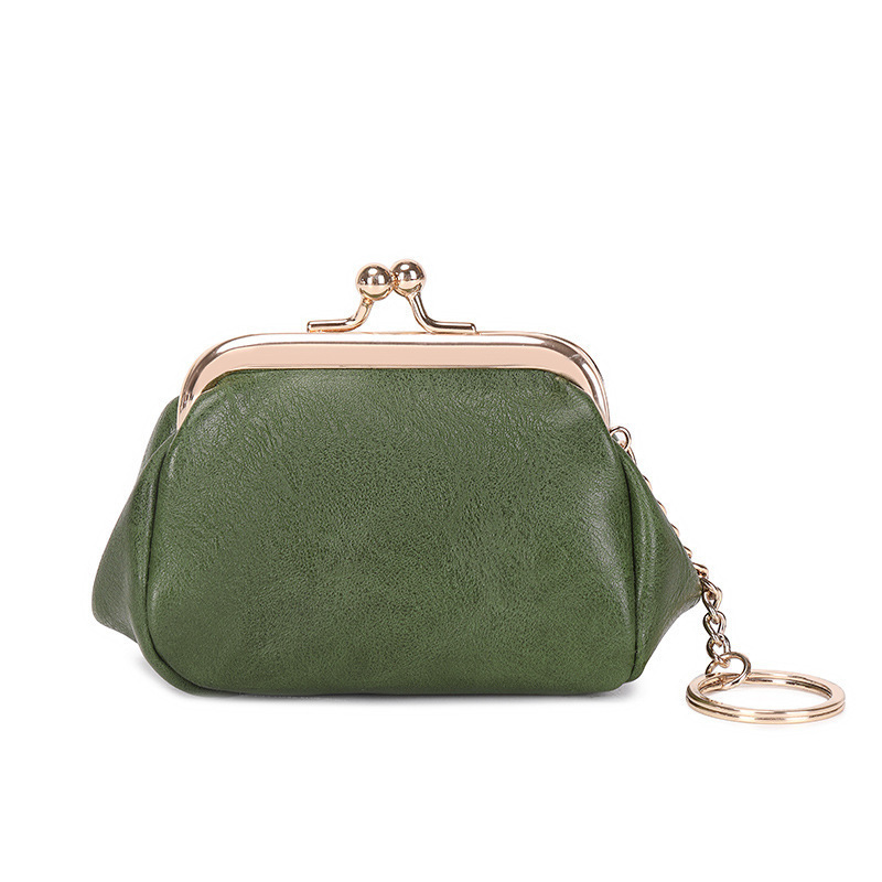 Retro clip coin purse 2024 new model for girls, compact and portable key case, solid color versatile coin storage case Item Picture