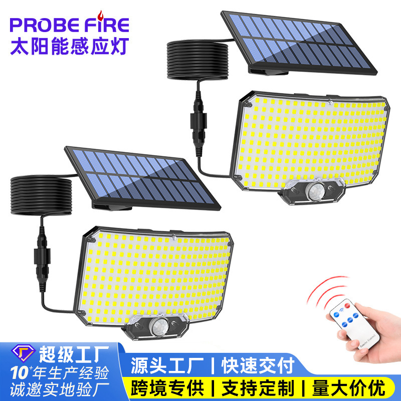 Cross-border new solar outdoor garden lamps, outdoor sensor road lighting lamps, garage lamps, single-head split wall lamps full figure