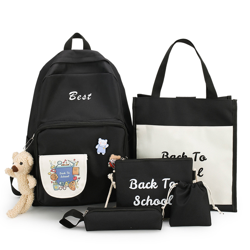 A new Korean-style cute and fresh schoolbag for girls, a five-piece set of backpacks for junior high school students, custom-made Item Picture