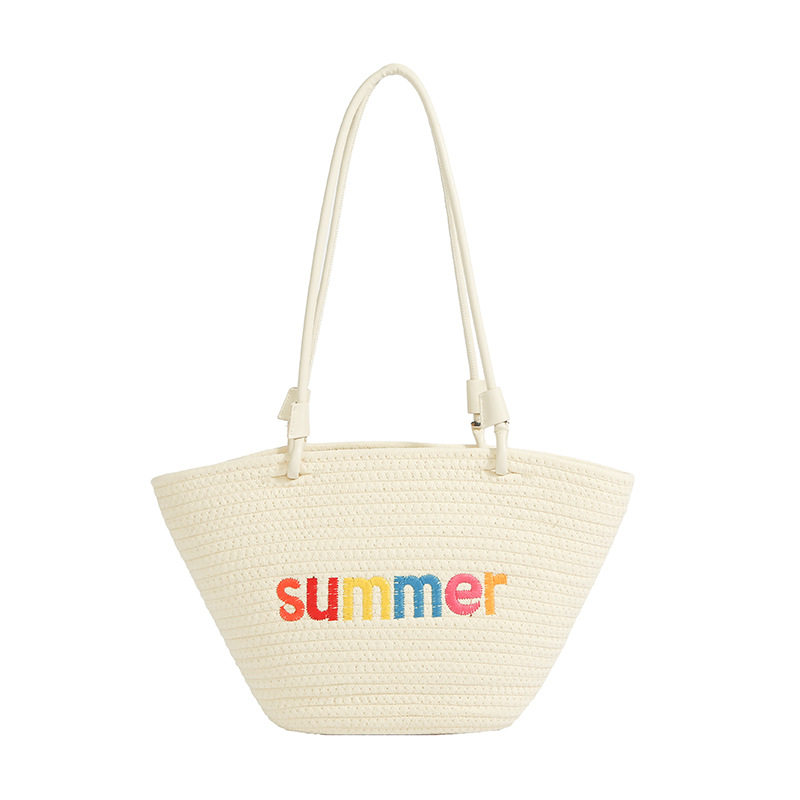 New straw-woven bags for women, seaside vacation, dazzling casual beach bag, fashionable Korean-style large-capacity tote bag Item Picture