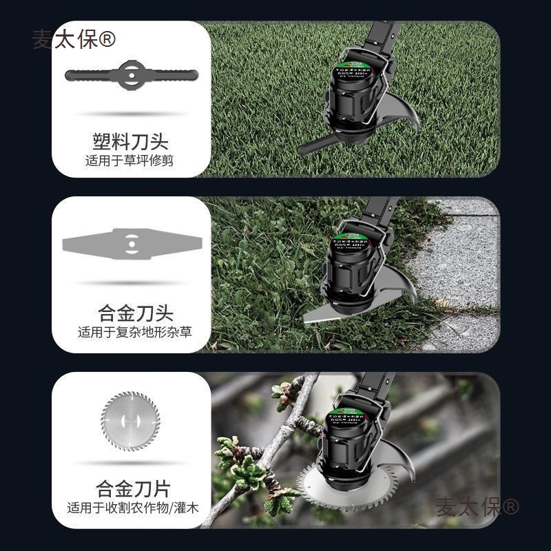 New imported high-power lithium battery lawn mower, rechargeable lawn mower, small household wheat thresher, Taibao details Picture