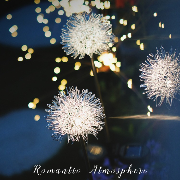 Cross-border LED solar aluminum wire ball dandelion lamp, outdoor ground insertion lawn lamp, courtyard decoration garden atmosphere lamp Application Scenario