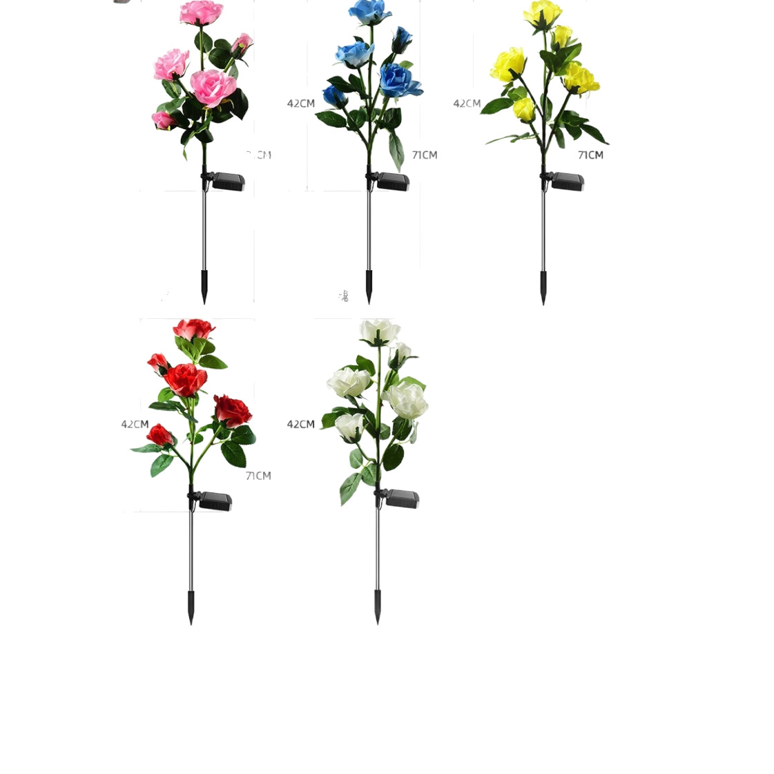 Five cross-border best-selling solar-powered rose LED lights for outdoor lawn ground inserts and garden simulation flower decorative landscape lights Item Picture