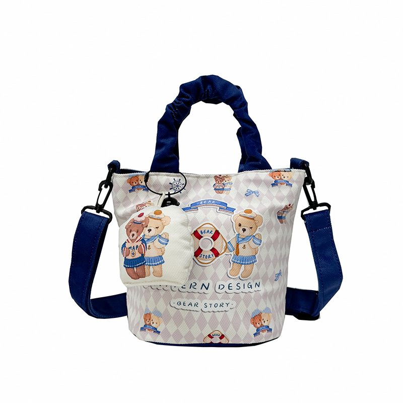 Canvas bag 2025 New cartoon-printed commuter small cloth bag, hand-held cloth bag, large-capacity casual bucket bag Item Picture