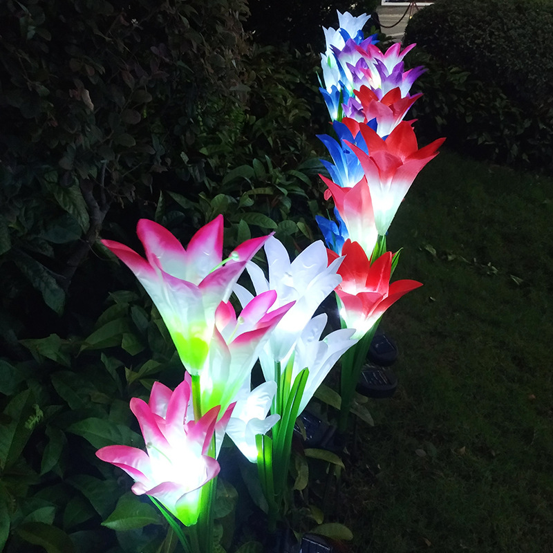 led solar lawn lights, solar lily flower lights, outdoor courtyard park led garden decorative ground lights details Picture