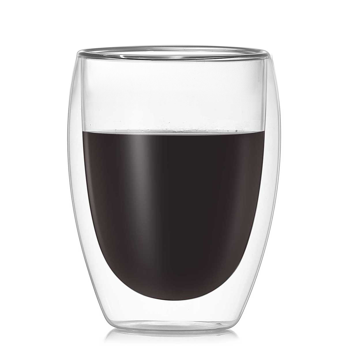 【 Customized LOGO】 Event gift cups: Transparent water cup, heat-resistant coffee cup, High borosilicate double-layer glass cup Item Picture