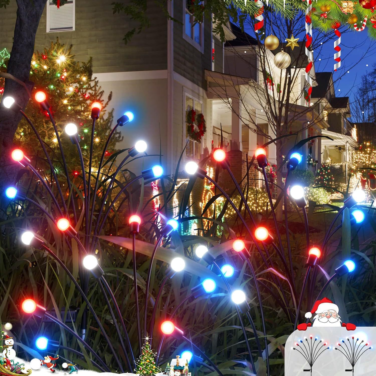 Solar-powered ground insertion Independence Day star light string, American flag light, courtyard garden decorative light, lawn light strip and light bar Application Scenario