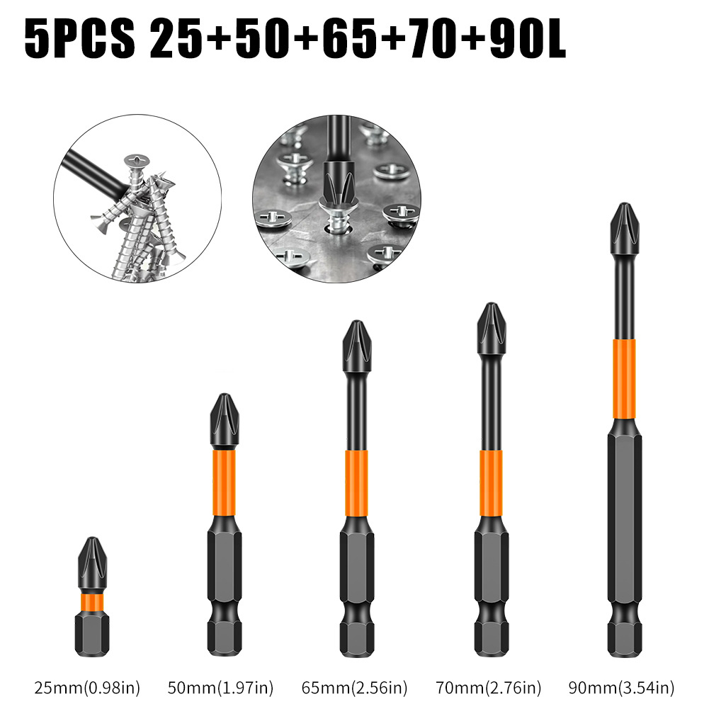 PH2 bullet head Cross torque screwdriver, cross Head screwdriver S2 steel electric screwdriver tip strong magnetic electric drill cross screwdriver undefined
