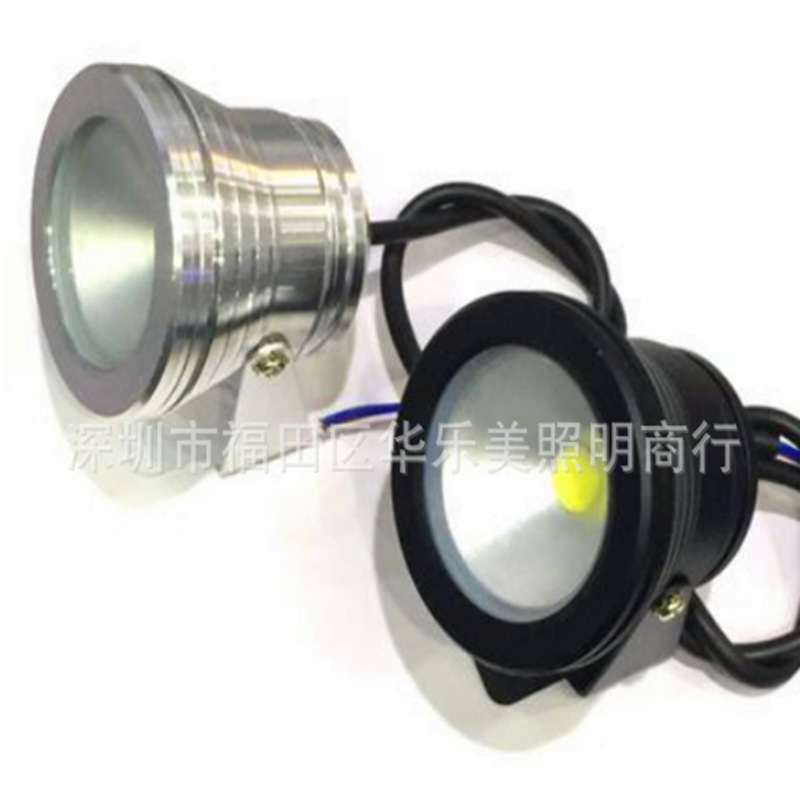 led underwater light, water-proof light, 12V seven-color spotlight, fishpond fountain, color-changing landscape swimming pool light, 10W Specification drawing