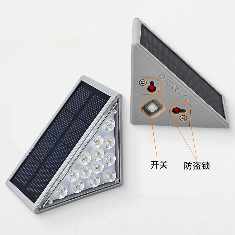 Cross-border outdoor step light, courtyard lens, high-brightness atmosphere decoration, step light, waterproof and anti-theft, solar staircase light Specification drawing