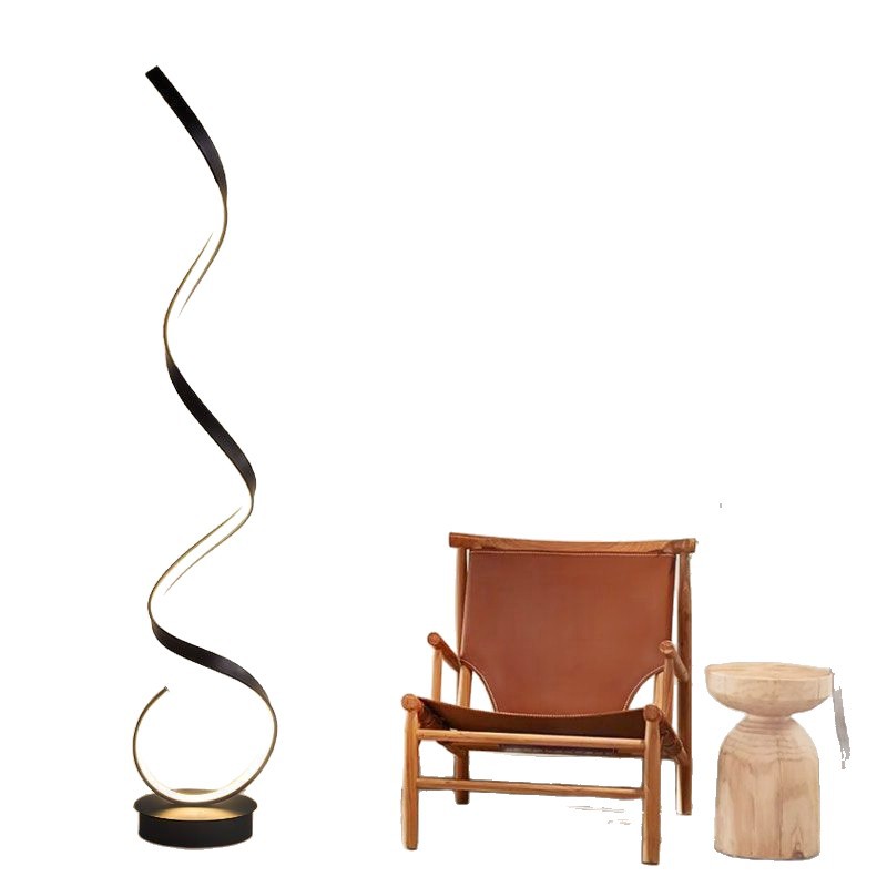 The floor lamp with a full-spectrum minimalist design sense is a popular corner wavy atmosphere line lamp beside the sofa in the Nordic living room Item Picture