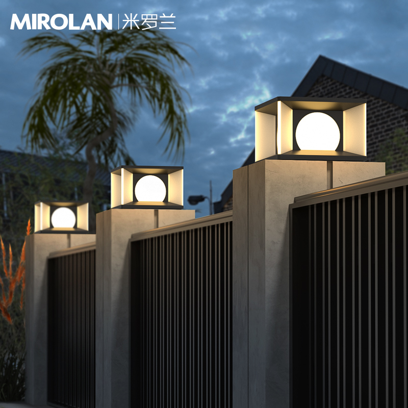 Solar column head lights, outdoor garden lights, waterproof door column lights, gate lights, villa column lights, fence lights, door head lights details Picture