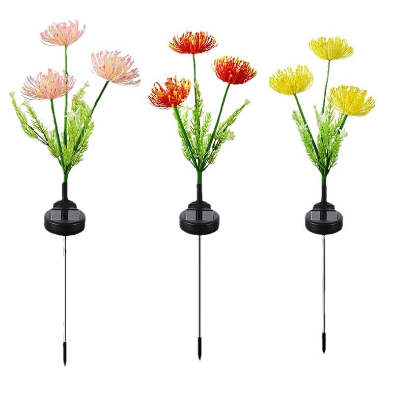 New LED solar ground insert light, Red spider lily head artificial flower lamp, outdoor decorative flower, courtyard landscape, ground insert lawn Item Picture