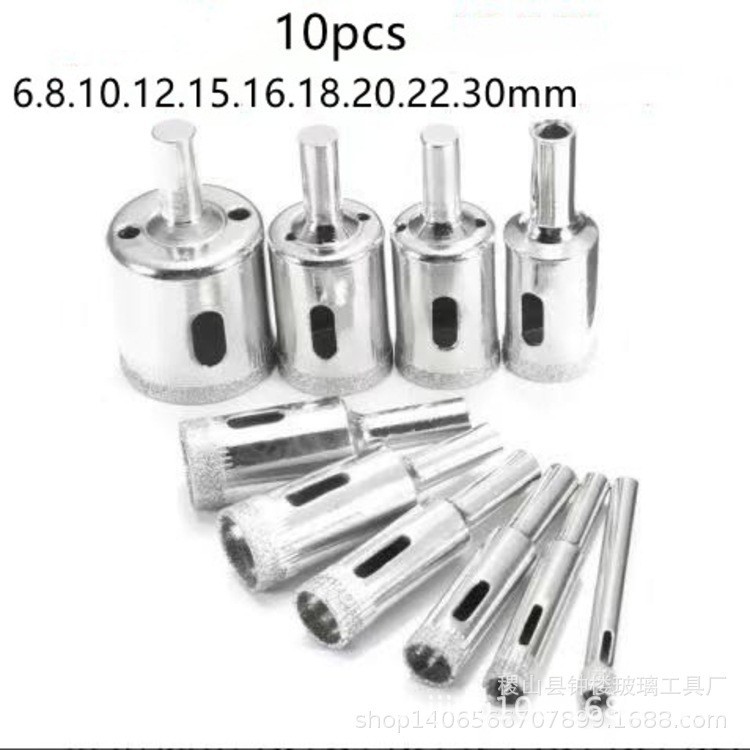 Supply 10pcs and 15pcs sets of electroplated glass drill bits and diamond glass hole openers details Picture