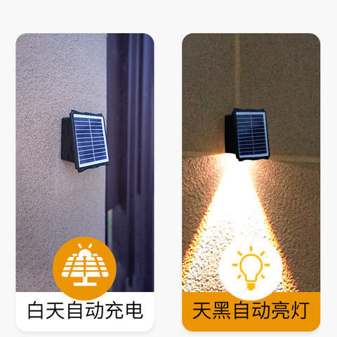 Solar wall-washing light, unidirectional light, outdoor fence wall lamp, courtyard garden, villa decoration, outdoor waterproof spotlight details Picture