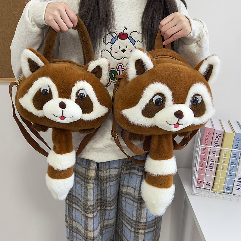 A cute cartoon little bag, a versatile and multi-functional single-shoulder bag for women's commuting. A new little raccoon doll children's backpack full figure