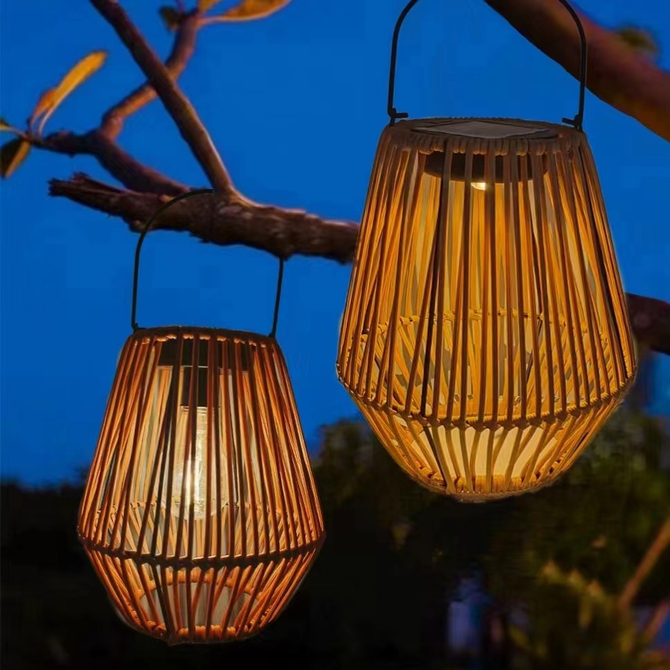 Solar-powered handcrafted rattan hand-held lanterns with high appearance standards, creative rattan decorative atmosphere lights, and courtyard garden decorative lights Application Scenario