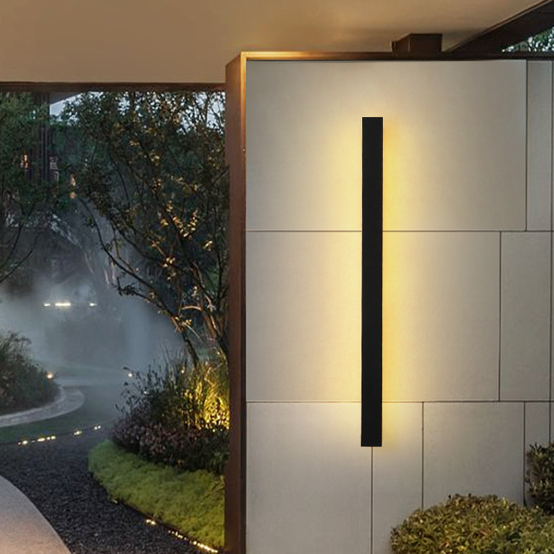 Outdoor waterproof human body sensor wall lamps, long strip villa gate courtyard lamps, project wall-washing lamps, decorative background wall lamps details Picture
