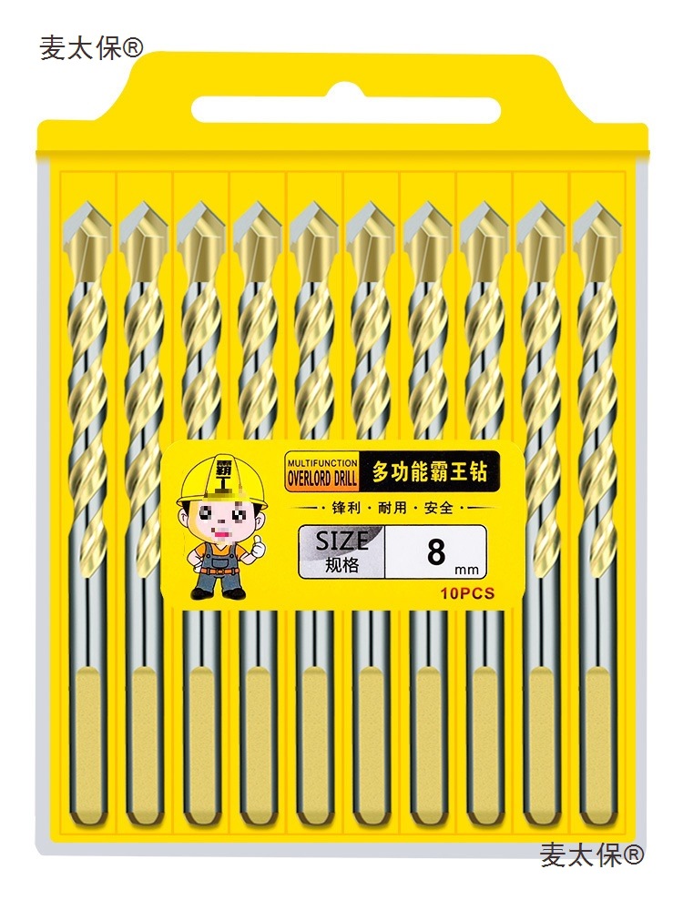 Triangular drill, tile drill bit, concrete and cement wall drilling, German 6mm super-hard alloy impact sleeve, Taibao Item Picture